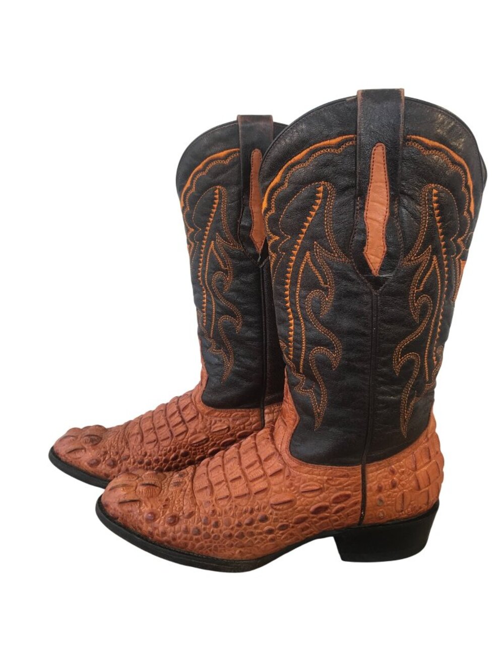 Arango Crocodile Print Mens Brown Leather Western Cowboy Boots US 7 MX 26